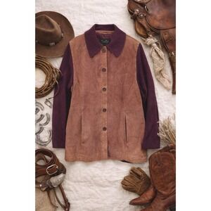 Terry Lewis Suede Wool Knit Jacket Womens 1X Plum Brown Western Barn Coat